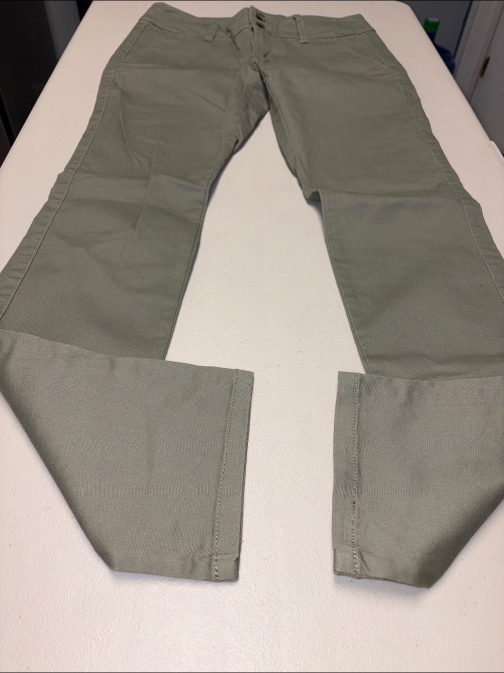 Skinny Stretch Chino Green Pants Sz 2 - Picture 5 of 9